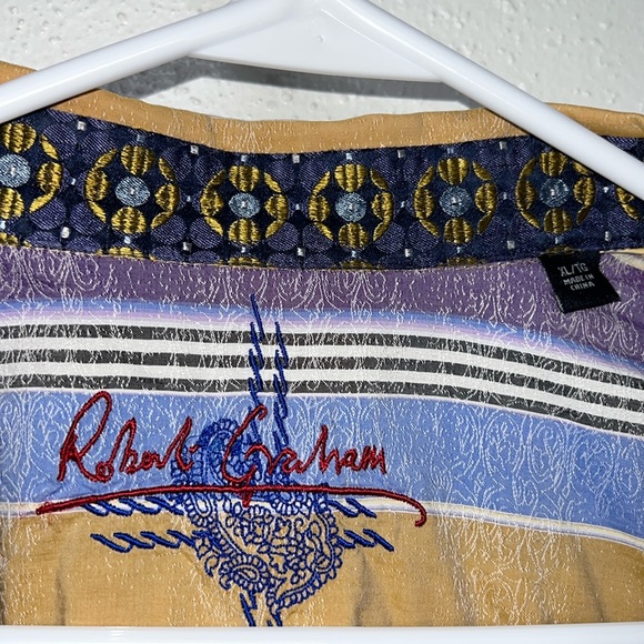 Robert Graham Vertical Striped Shirt Jewel Tone Flip Cuffs Extra Large - Picture 15 of 16